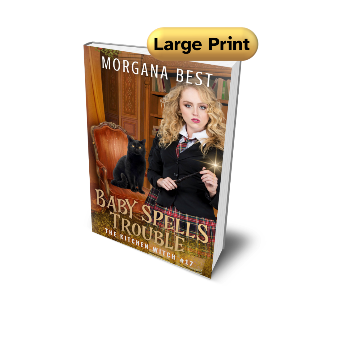 Baby Spells Trouble Large Print PAPERBACK cozy mystery morgana best